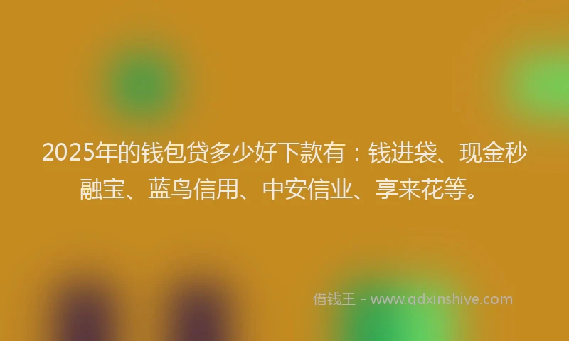 2025年的钱包贷多少好下款有：钱进袋、现金秒融宝、蓝鸟信用、中安信业、享来花等。