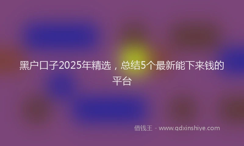 黑户口子2025年精选，总结5个最新能下来钱的平台