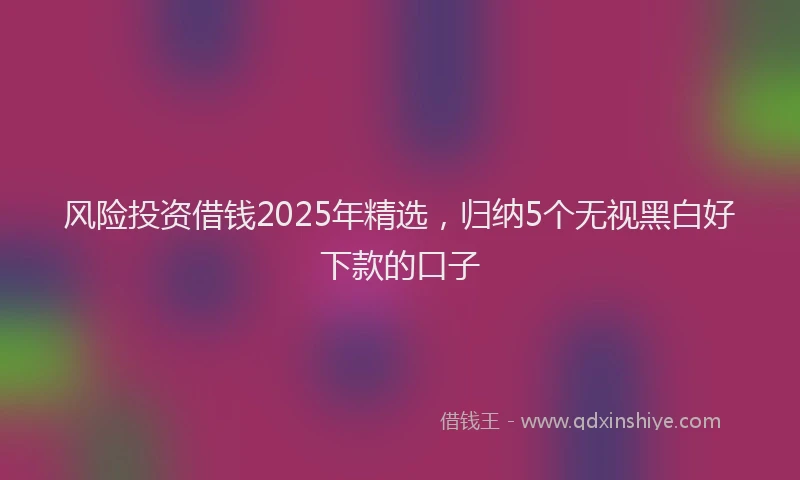 风险投资借钱2025年精选，归纳5个无视黑白好下款的口子