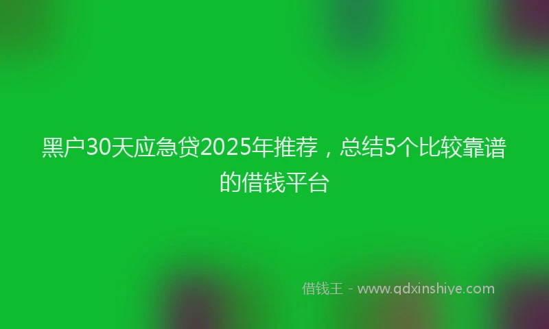 黑户30天应急贷2025年推荐，总结5个比较靠谱的借钱平台