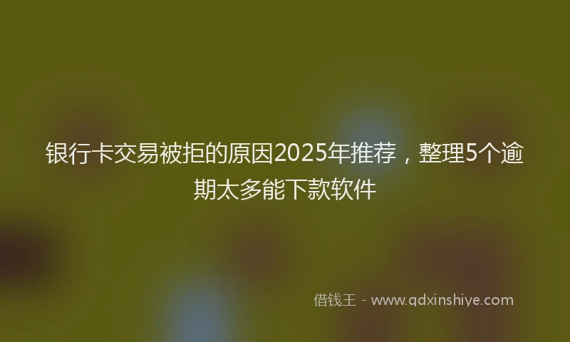 银行卡交易被拒的原因2025年推荐，整理5个逾期太多能下款软件