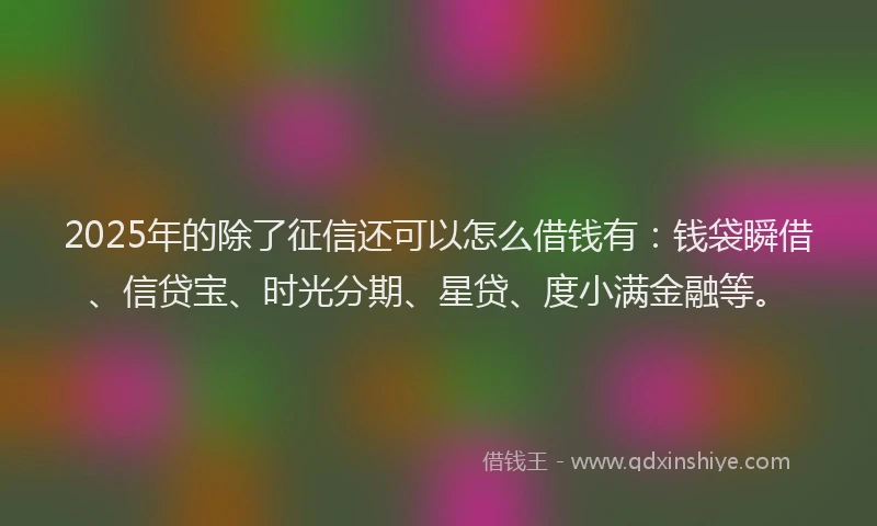 2025年的除了征信还可以怎么借钱有：钱袋瞬借、信贷宝、时光分期、星贷、度小满金融等。