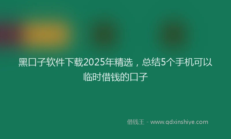 黑口子软件下载2025年精选，总结5个手机可以临时借钱的口子