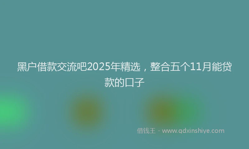 黑户借款交流吧2025年精选，整合五个11月能贷款的口子
