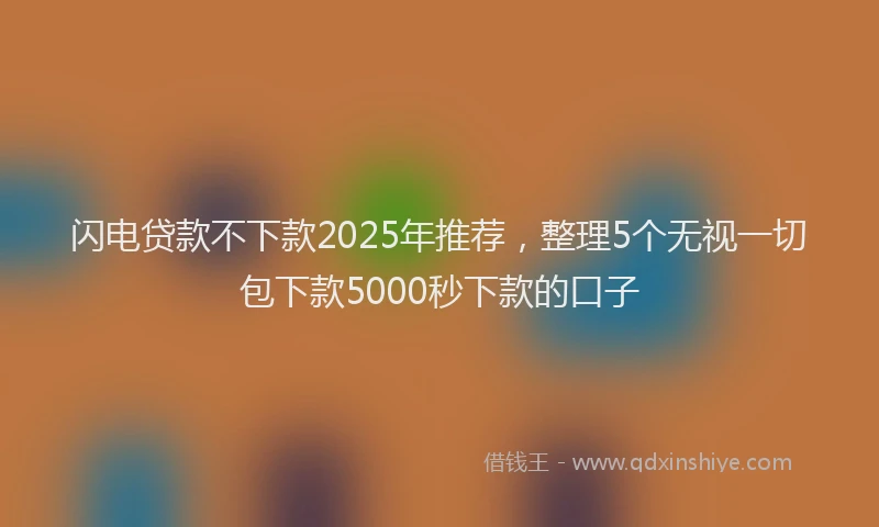 闪电贷款不下款2025年推荐，整理5个无视一切包下款5000秒下款的口子