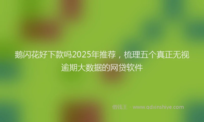 鹅闪花好下款吗2025年推荐，梳理五个真正无视逾期大数据的网贷软件