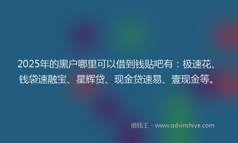 2025年的黑户哪里可以借到钱贴吧有：极速花、钱袋速融宝、星辉贷、现金贷速易、壹现金等。