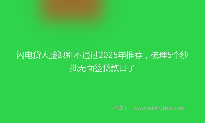 闪电贷人脸识别不通过2025年推荐，梳理5个秒批无面签贷款口子