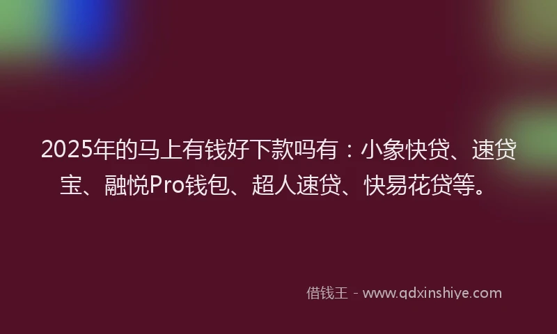 2025年的马上有钱好下款吗有：小象快贷、速贷宝、融悦Pro钱包、超人速贷、快易花贷等。