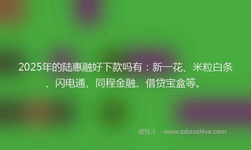 2025年的陆惠融好下款吗有：新一花、米粒白条、闪电通、同程金融、借贷宝盒等。