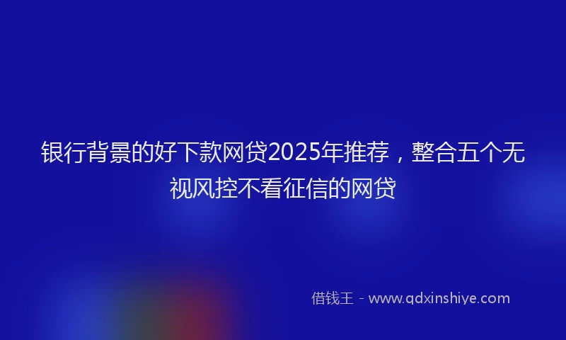银行背景的好下款网贷2025年推荐，整合五个无视风控不看征信的网贷