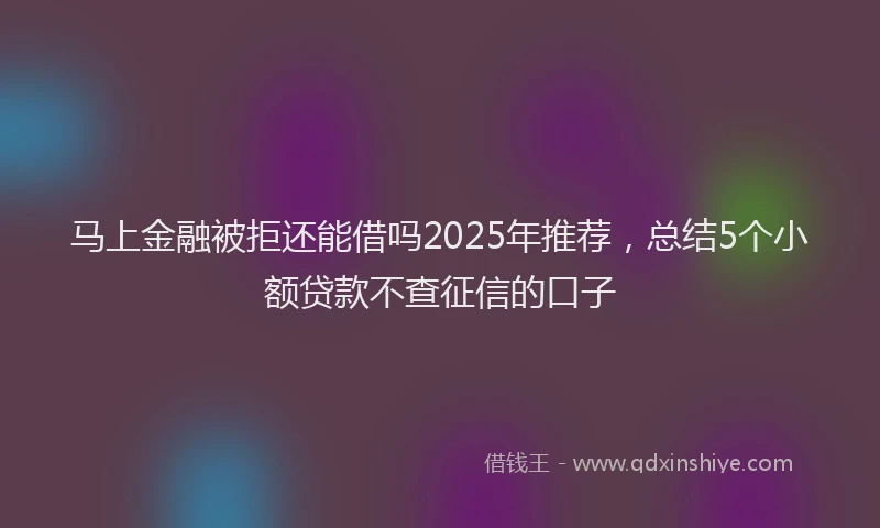 马上金融被拒还能借吗2025年推荐，总结5个小额贷款不查征信的口子