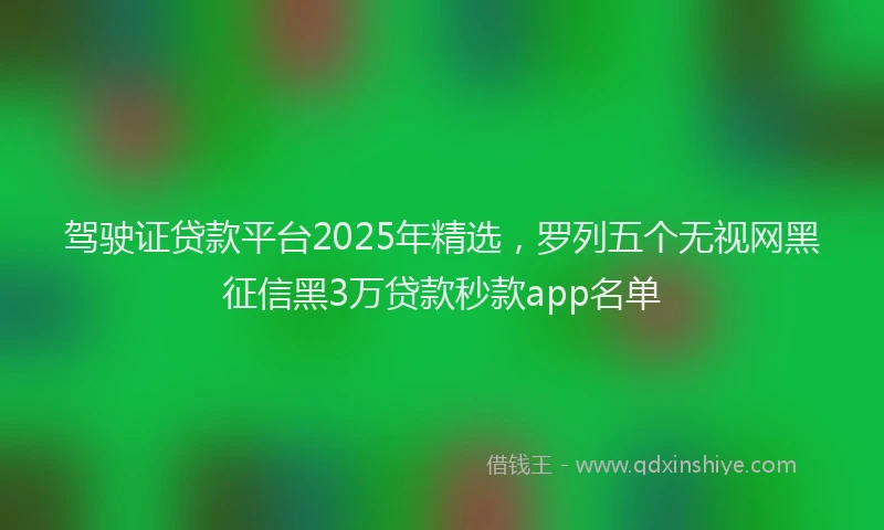 驾驶证贷款平台2025年精选，罗列五个无视网黑征信黑3万贷款秒款app名单