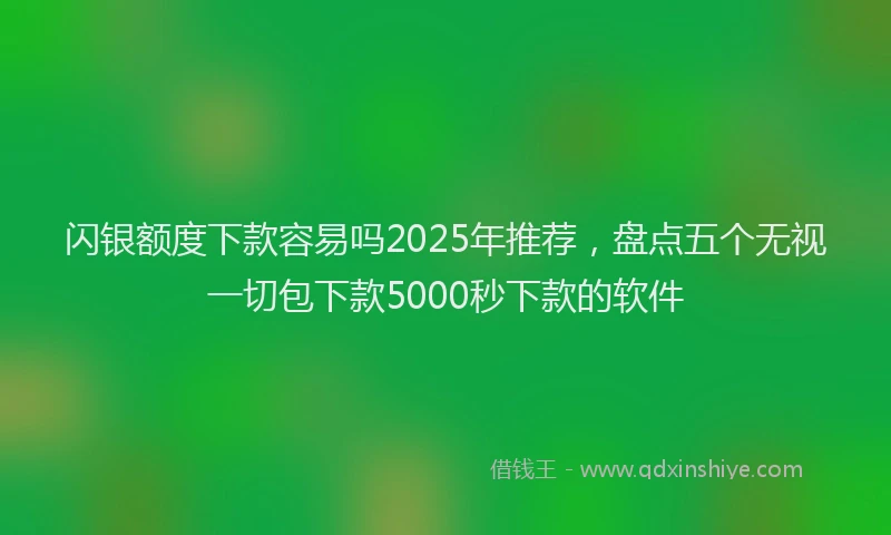 闪银额度下款容易吗2025年推荐，盘点五个无视一切包下款5000秒下款的软件