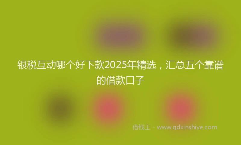 银税互动哪个好下款2025年精选，汇总五个靠谱的借款口子