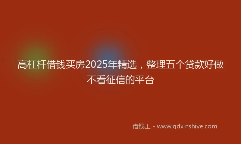 高杠杆借钱买房2025年精选，整理五个贷款好做不看征信的平台