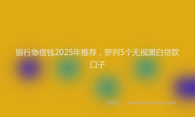 银行急借钱2025年推荐，罗列5个无视黑白贷款口子