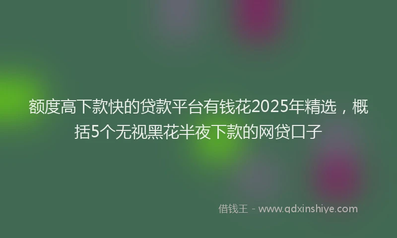 额度高下款快的贷款平台有钱花2025年精选，概括5个无视黑花半夜下款的网贷口子