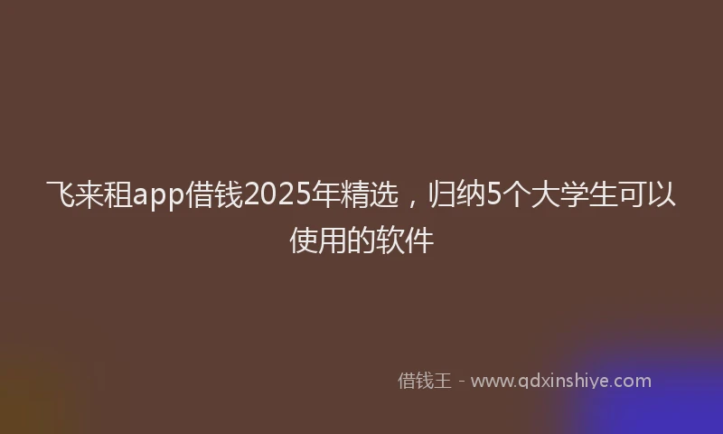 飞来租app借钱2025年精选，归纳5个大学生可以使用的软件