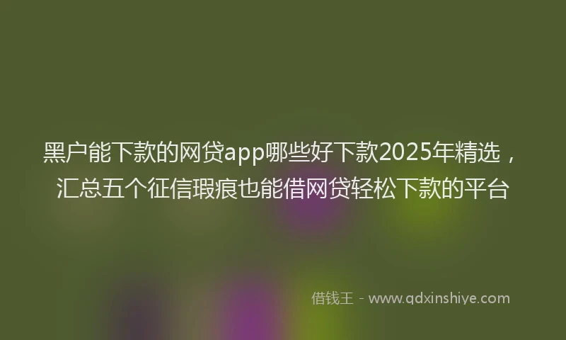 黑户能下款的网贷app哪些好下款2025年精选，汇总五个征信瑕疵也能借网贷轻松下款的平台