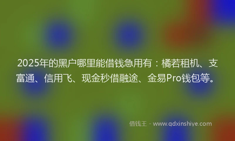 2025年的黑户哪里能借钱急用有：橘若租机、支富通、信用飞、现金秒借融途、金易Pro钱包等。