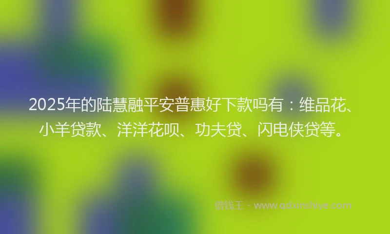 2025年的陆慧融平安普惠好下款吗有：维品花、小羊贷款、洋洋花呗、功夫贷、闪电侠贷等。