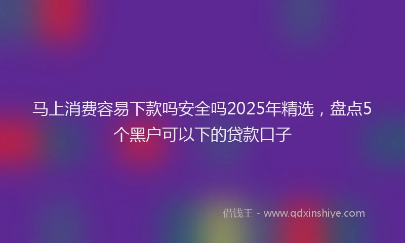 马上消费容易下款吗安全吗2025年精选，盘点5个黑户可以下的贷款口子