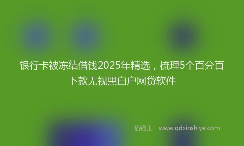 银行卡被冻结借钱2025年精选，梳理5个百分百下款无视黑白户网贷软件
