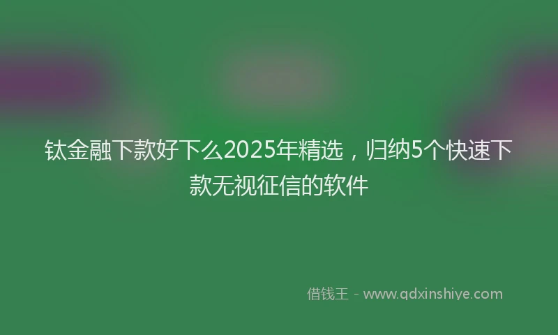 钛金融下款好下么2025年精选，归纳5个快速下款无视征信的软件
