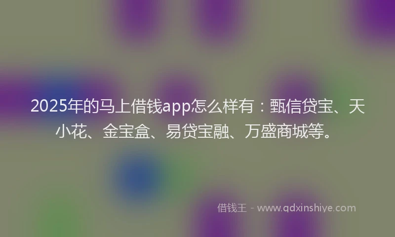 2025年的马上借钱app怎么样有：甄信贷宝、天小花、金宝盒、易贷宝融、万盛商城等。