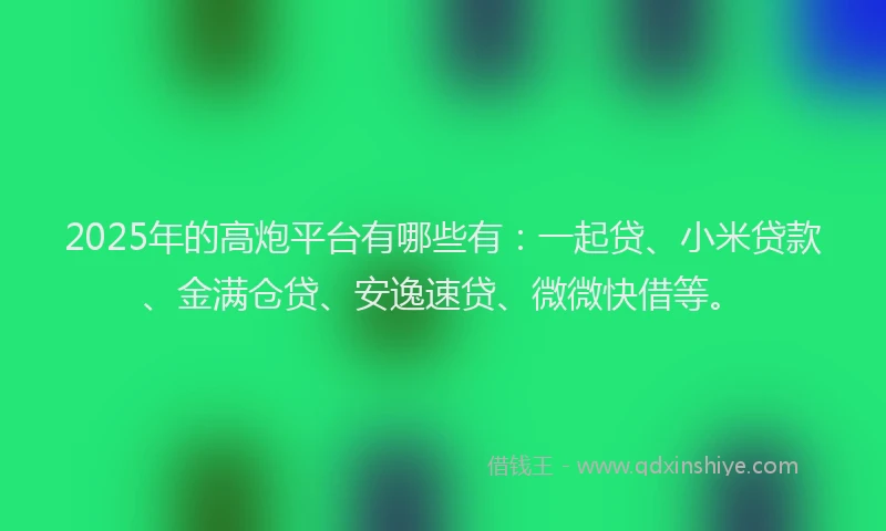 2025年的高炮平台有哪些有：一起贷、小米贷款、金满仓贷、安逸速贷、微微快借等。