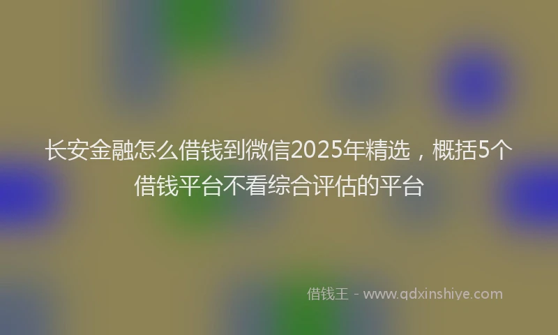 长安金融怎么借钱到微信2025年精选，概括5个借钱平台不看综合评估的平台