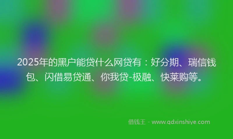 2025年的黑户能贷什么网贷有：好分期、瑞信钱包、闪借易贷通、你我贷-极融、快莱购等。