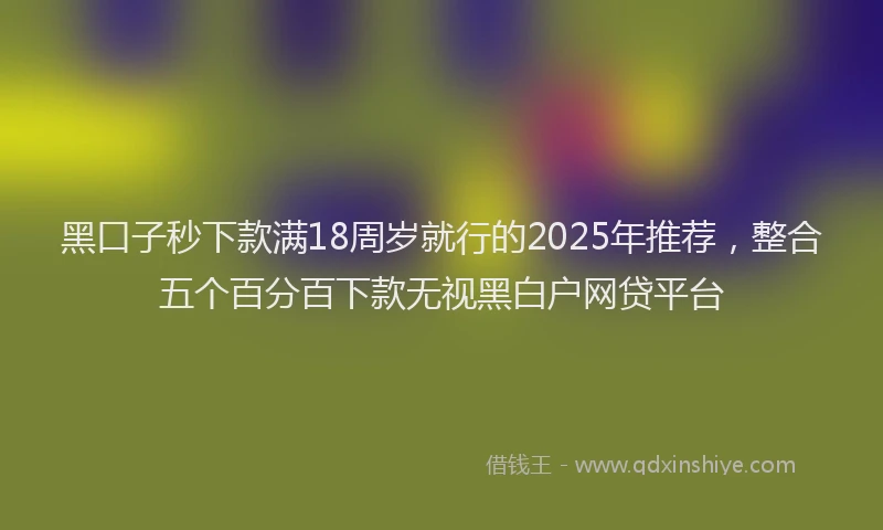 黑口子秒下款满18周岁就行的2025年推荐，整合五个百分百下款无视黑白户网贷平台