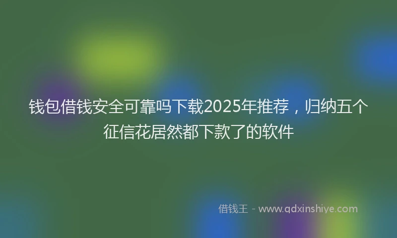 钱包借钱安全可靠吗下载2025年推荐，归纳五个征信花居然都下款了的软件
