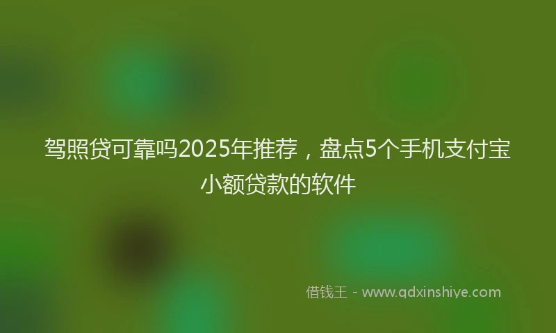 驾照贷可靠吗2025年推荐，盘点5个手机支付宝小额贷款的软件
