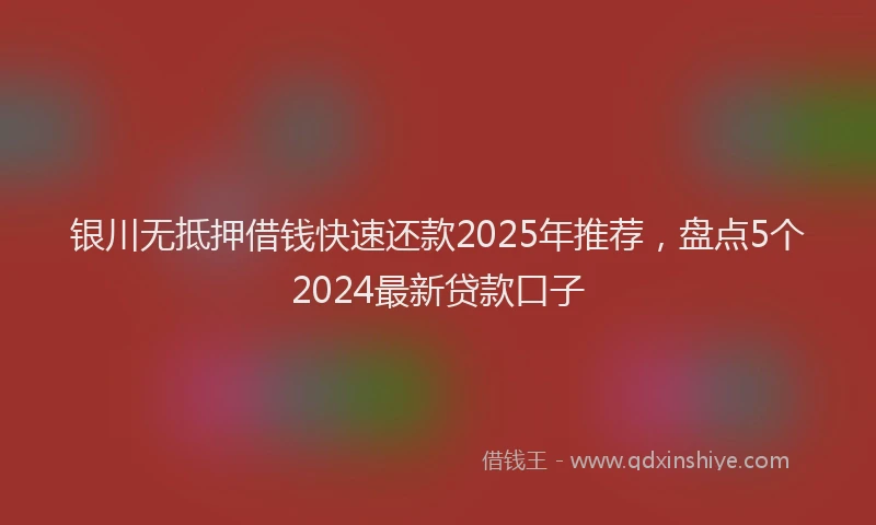 银川无抵押借钱快速还款2025年推荐，盘点5个2024最新贷款口子