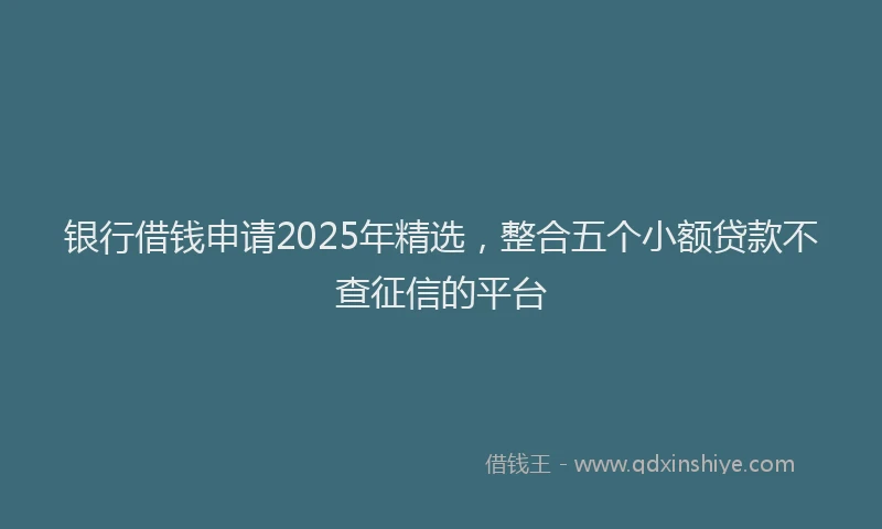 银行借钱申请2025年精选，整合五个小额贷款不查征信的平台