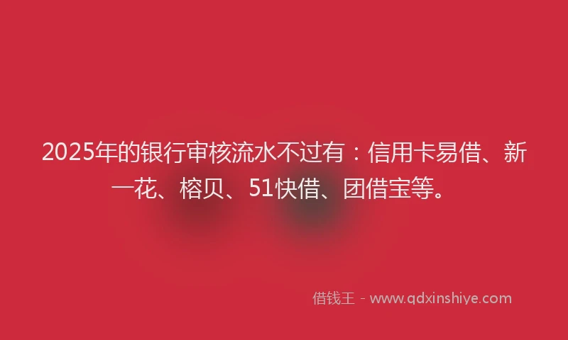 2025年的银行审核流水不过有：信用卡易借、新一花、榕贝、51快借、团借宝等。