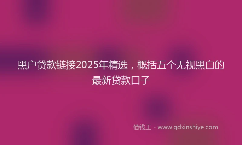 黑户贷款链接2025年精选，概括五个无视黑白的最新贷款口子