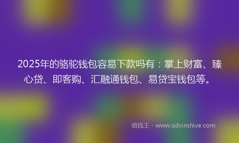 2025年的骆驼钱包容易下款吗有：掌上财富、臻心贷、即客购、汇融通钱包、易贷宝钱包等。
