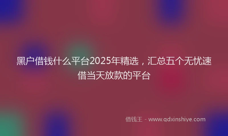 黑户借钱什么平台2025年精选，汇总五个无忧速借当天放款的平台