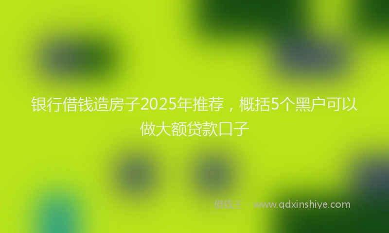 银行借钱造房子2025年推荐，概括5个黑户可以做大额贷款口子