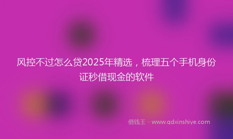 风控不过怎么贷2025年精选，梳理五个手机身份证秒借现金的软件