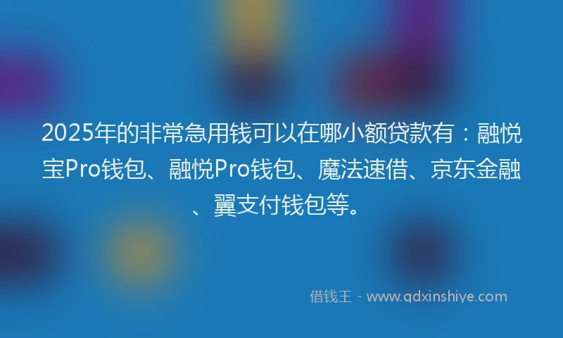 2025年的非常急用钱可以在哪小额贷款有：融悦宝Pro钱包、融悦Pro钱包、魔法速借、京东金融、翼支付钱包等。