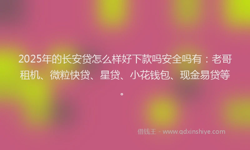 2025年的长安贷怎么样好下款吗安全吗有：老哥租机、微粒快贷、星贷、小花钱包、现金易贷等。