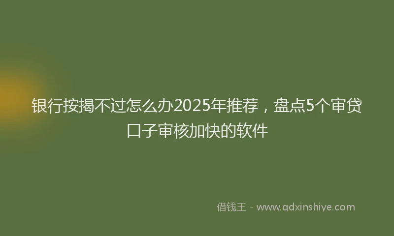 银行按揭不过怎么办2025年推荐，盘点5个审贷口子审核加快的软件