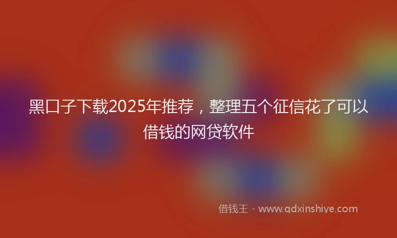 黑口子下载2025年推荐，整理五个征信花了可以借钱的网贷软件