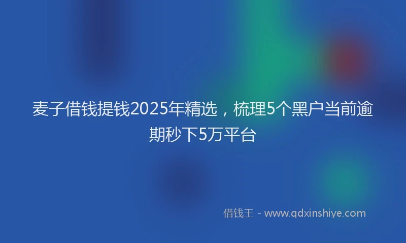 麦子借钱提钱2025年精选，梳理5个黑户当前逾期秒下5万平台