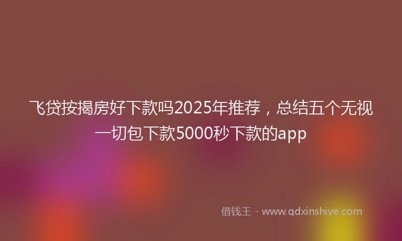 飞贷按揭房好下款吗2025年推荐，总结五个无视一切包下款5000秒下款的app